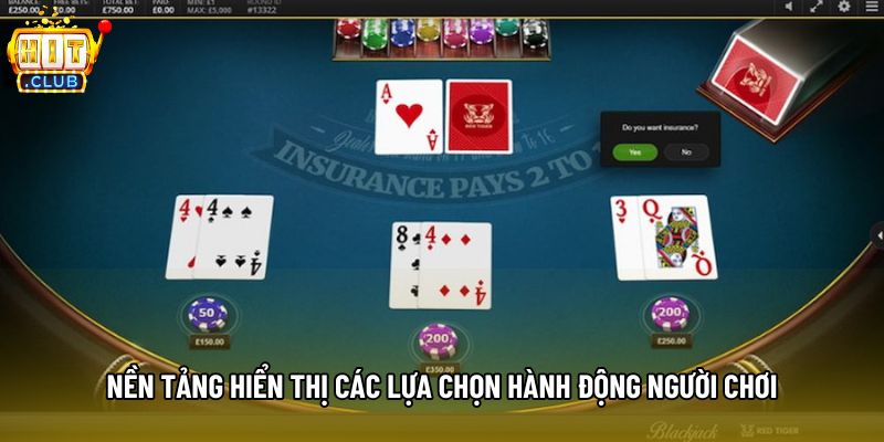 Nền tảng hiển thị các lựa chọn hành động người chơi